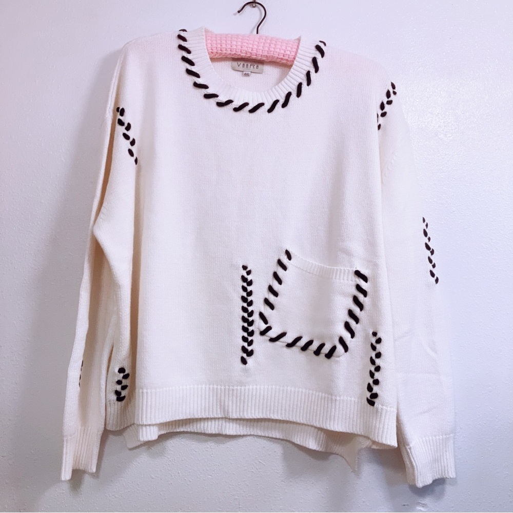VAARA KNIT PULLOVER SWEATER STITCH DESIGN HIGH-LOW PLUS SIZE 4XL LUXURY NWOT